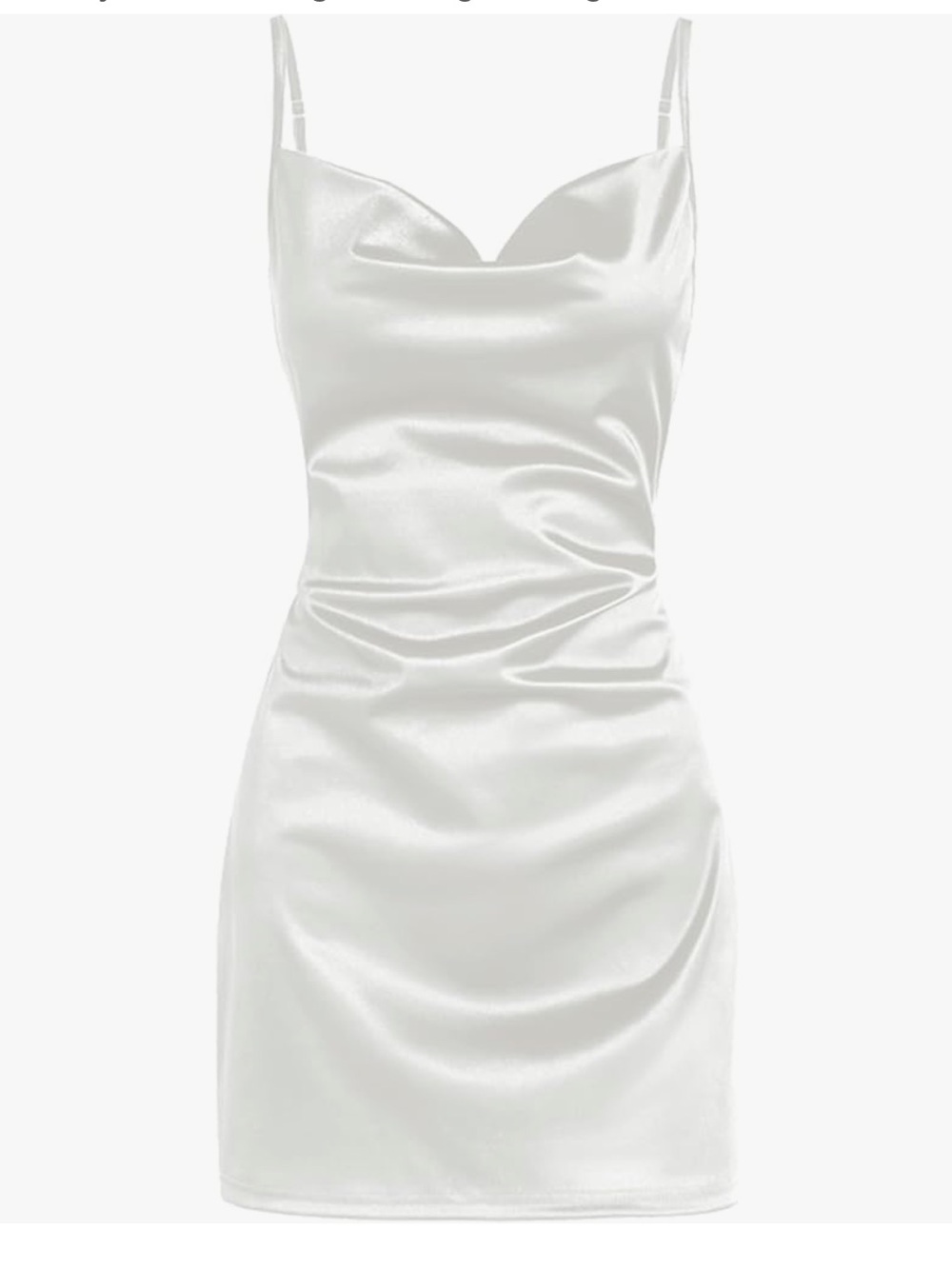 Satin Cowl Neck Mini Dress in White — Unbranded